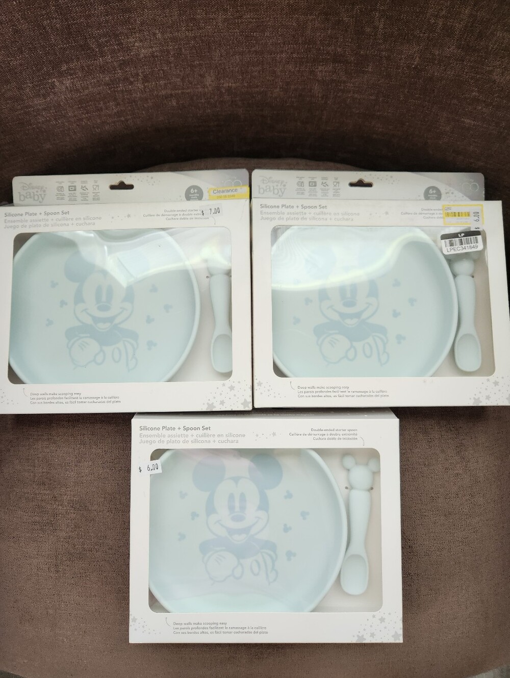 🥰✨️3 Pack New Disney plate and spoon set silicone mickey mouse